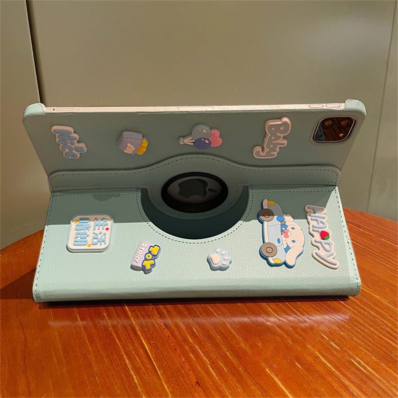タブレットケース 可愛いシール装飾回転型タブレットケース　iPad/iPad Air/iPad Pro/mini