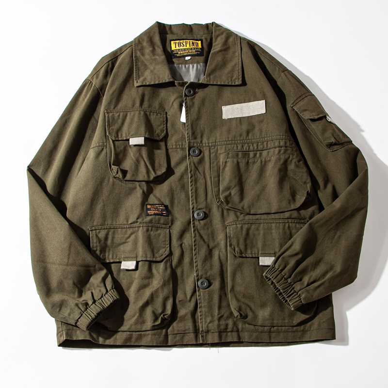 多機能ポケット付き戦闘服風ワークジャケット　ミリタリージャケット 