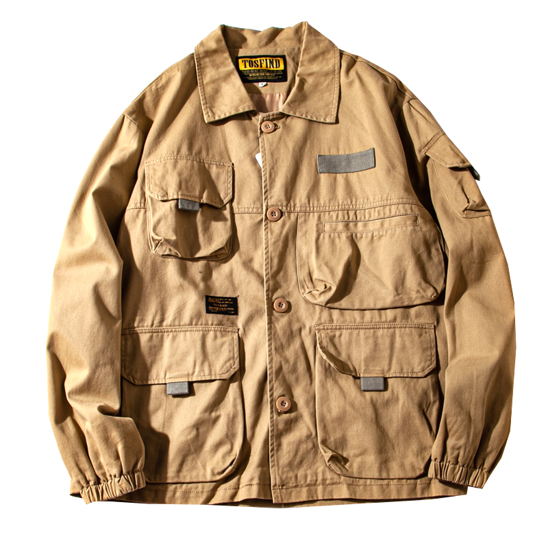 多機能ポケット付き戦闘服風ワークジャケット　ミリタリージャケット 