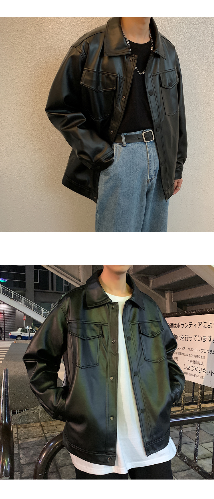 ミリタリージャケット 本革仕様多機能ポケット付きミリタリージャケット