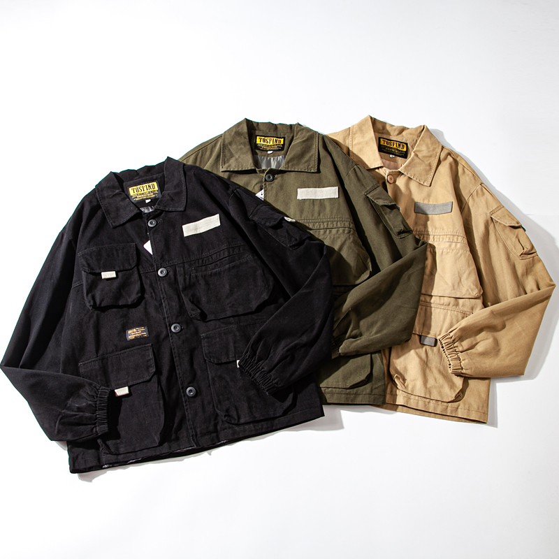 多機能ポケット付き戦闘服風ワークジャケット　ミリタリージャケット 