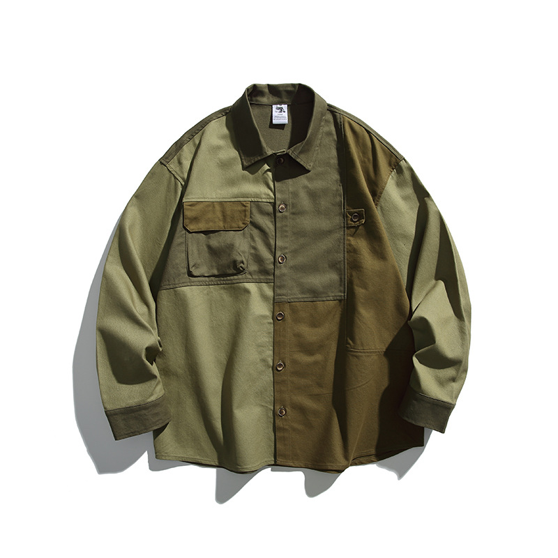 パッチワーク軍装シャツジャケット ミリタリージャケット 