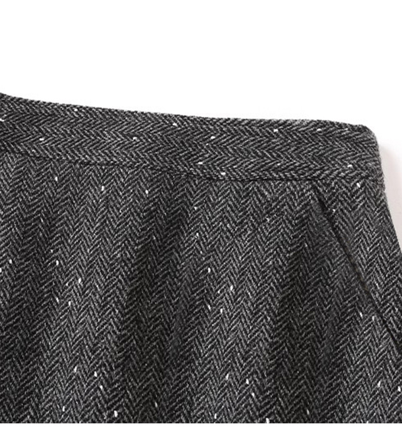タイトスカート ヘリンボーン柄ツイード台形ミニスカート