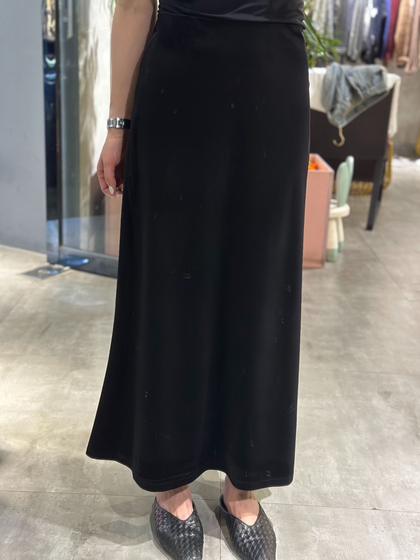 タイトスカート ニット素材切り替えマキシ丈タイトスカート