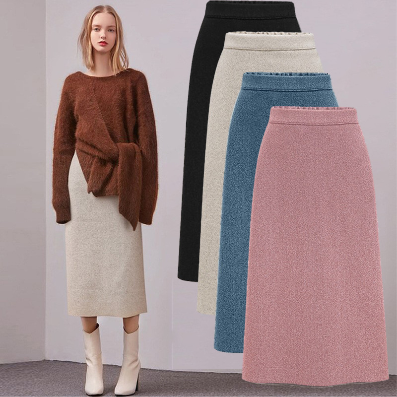 タイトスカート 上品な編み地風ハイウエストタイトスカート