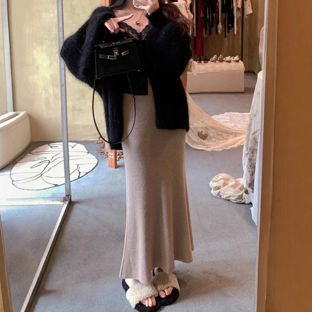 タイトスカート リブニットタイトマキシスカート