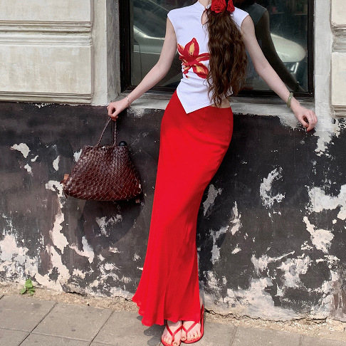 タイトスカート スリット入りマーメイドタイトスカートロング丈