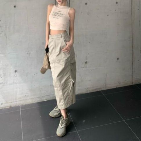 ハイウエストロングタイトスカート サイドスリット入り