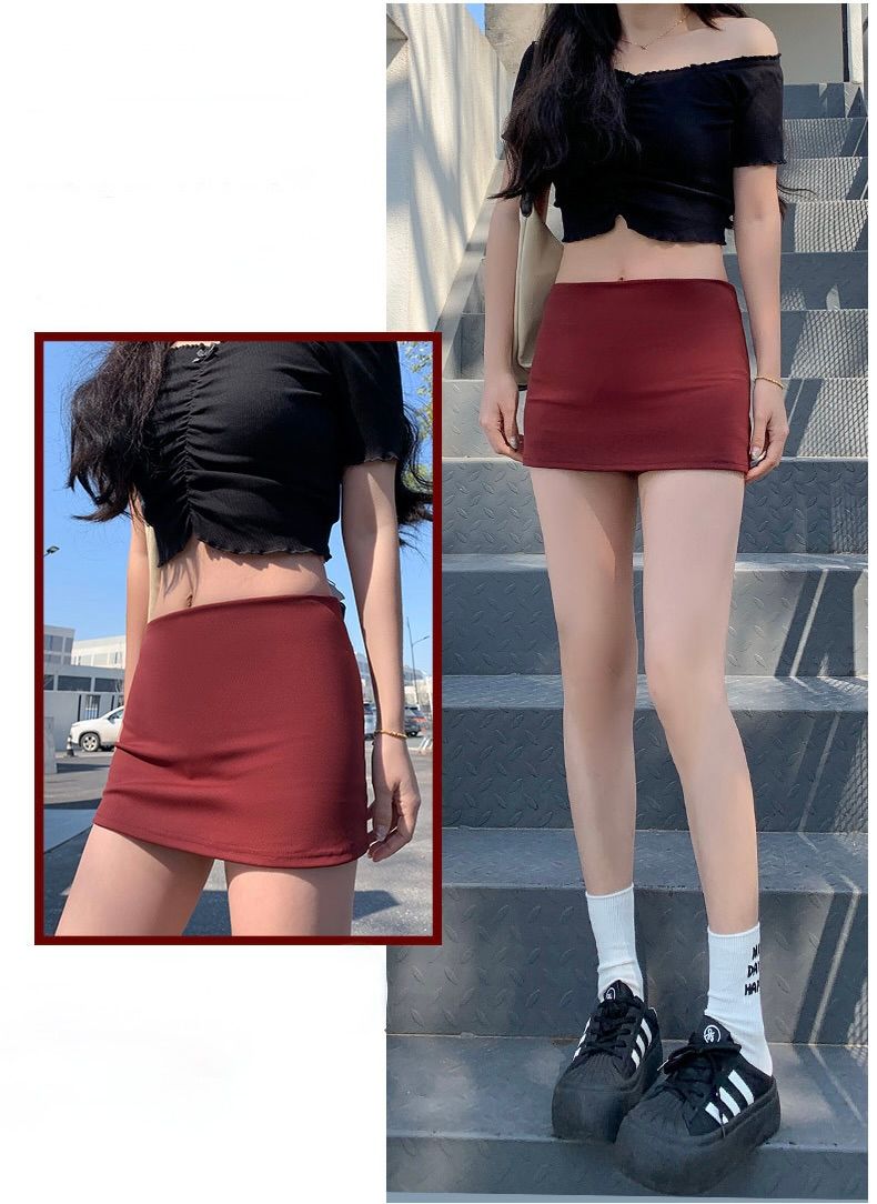 タイトスカート スタイルアップドレープ付きインナーパンツ一体型ミニスカート