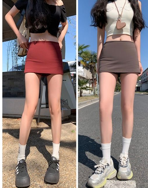タイトスカート スタイルアップドレープ付きインナーパンツ一体型ミニスカート
