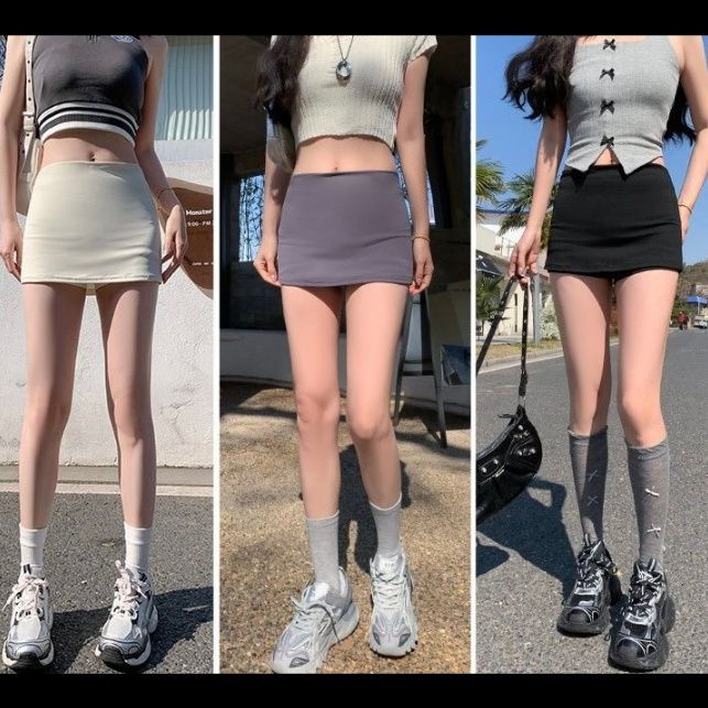 タイトスカート スタイルアップドレープ付きインナーパンツ一体型ミニスカート