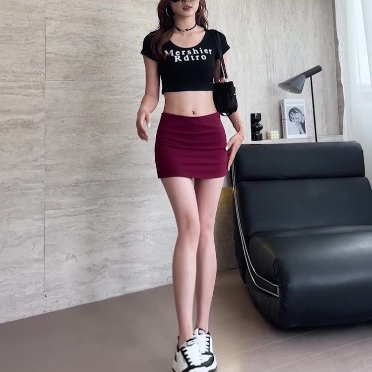 タイトスカート スタイルアップドレープ付きインナーパンツ一体型ミニスカート