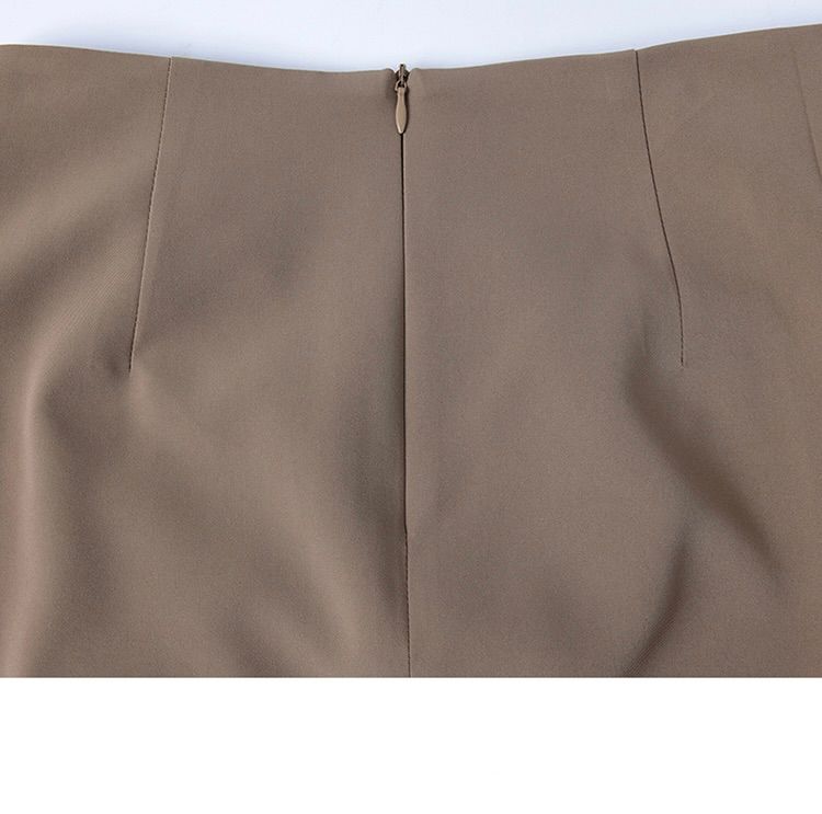 タイトスカート サイドリボンベルト付きスリット入りひざ丈スカート