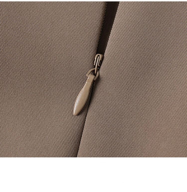 タイトスカート サイドリボンベルト付きスリット入りひざ丈スカート