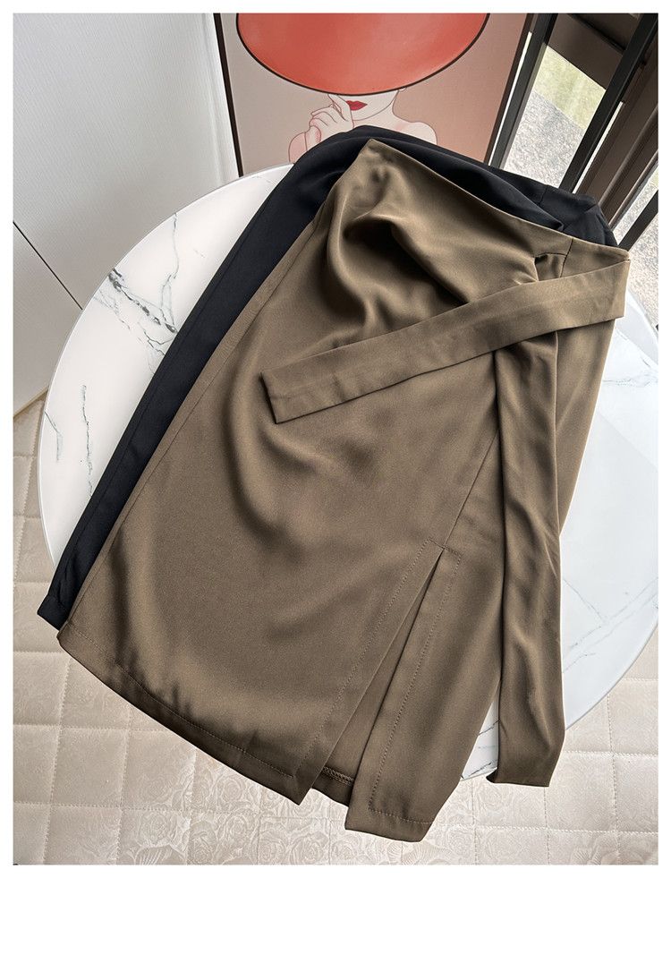 タイトスカート サイドリボン付きスリット入りタイトスカート