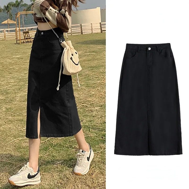 タイトスカート 前スリット入りデニムタイトスカート