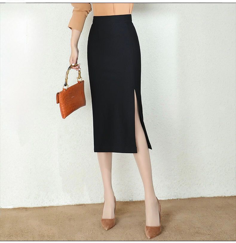 タイトスカート サイドスリット入り上品タイトロングスカート