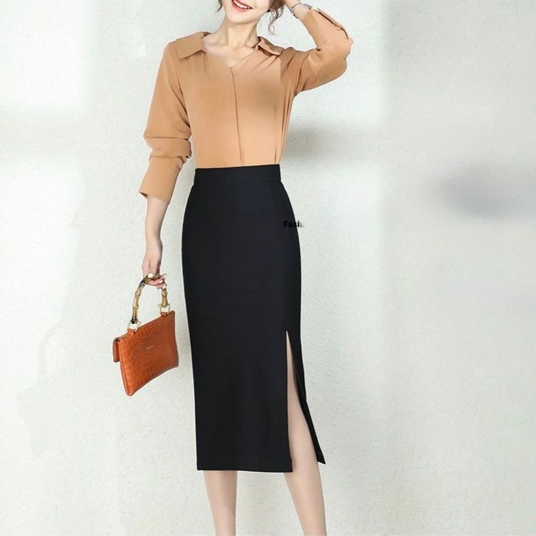 タイトスカート サイドスリット入り上品タイトロングスカート