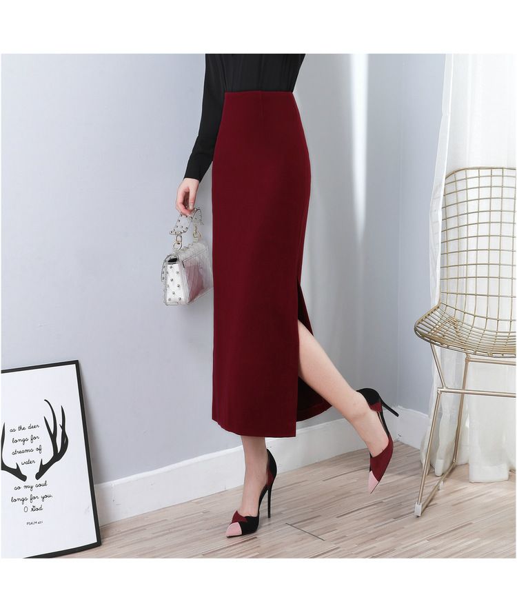 タイトスカート サイドスリット入り上品なハイウエストタイトスカート