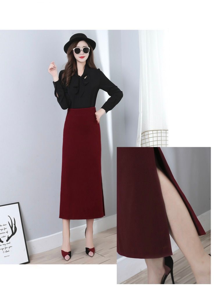 タイトスカート サイドスリット入り上品なハイウエストタイトスカート