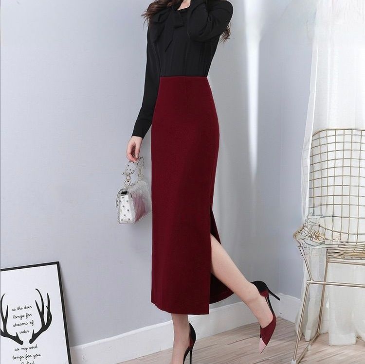 タイトスカート サイドスリット入り上品なハイウエストタイトスカート