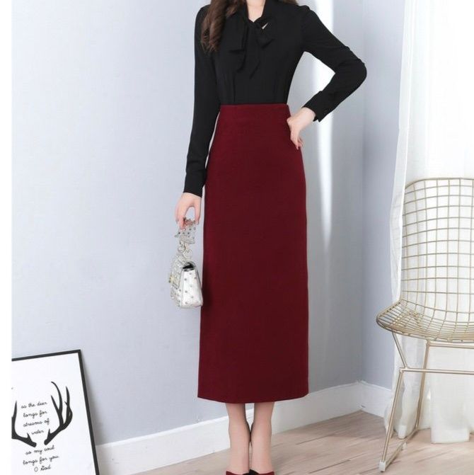 タイトスカート サイドスリット入り上品なハイウエストタイトスカート