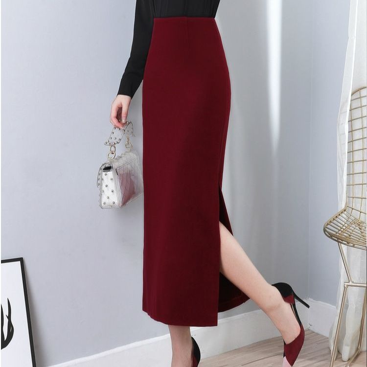 タイトスカート サイドスリット入り上品なハイウエストタイトスカート