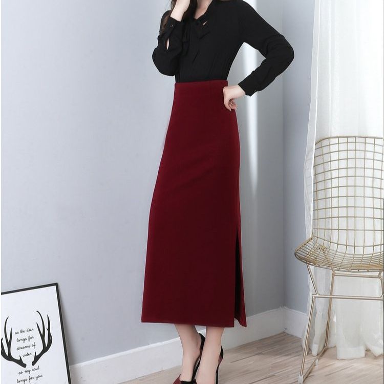 タイトスカート サイドスリット入り上品なハイウエストタイトスカート