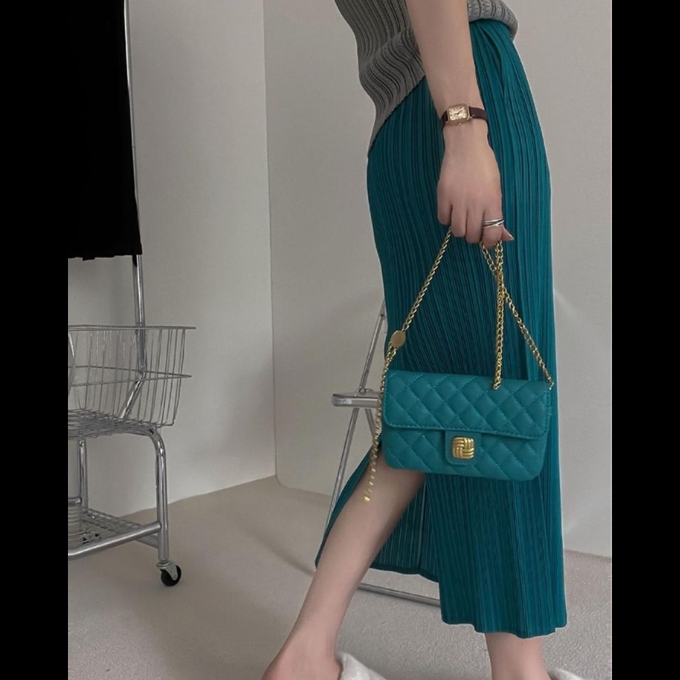 タイトスカート 縦プリーツデザインタイトロングスカート