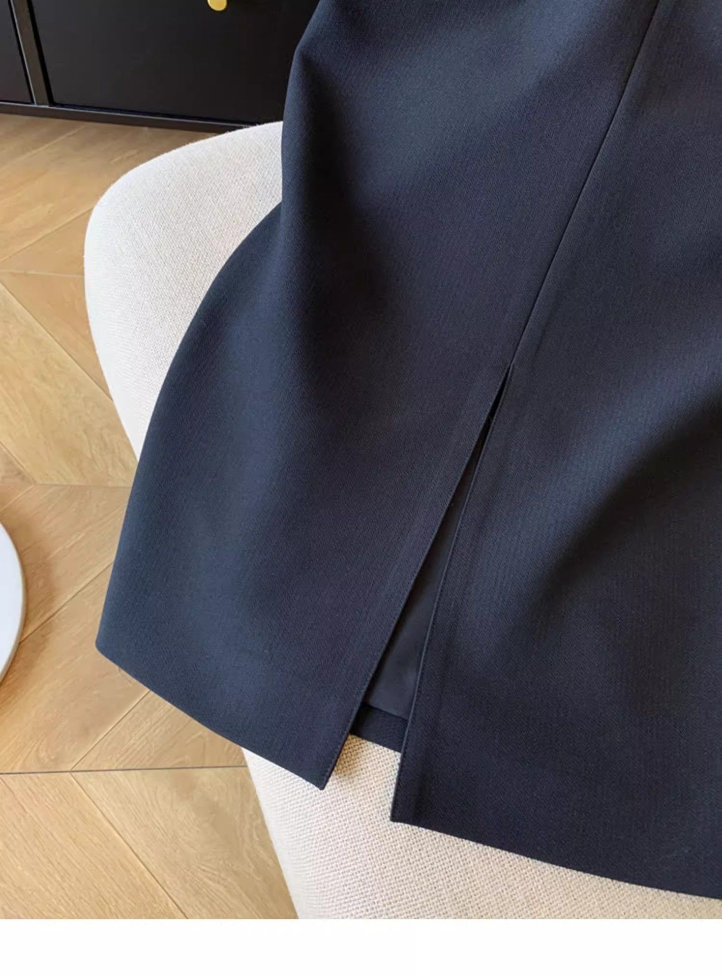 タイトスカート 金具ベルト付きラップ風前スリットタイトスカート