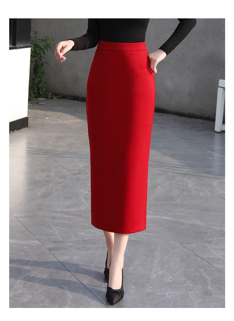 タイトスカート ハイウエスト切り替えサイドスリット入りタイトスカート