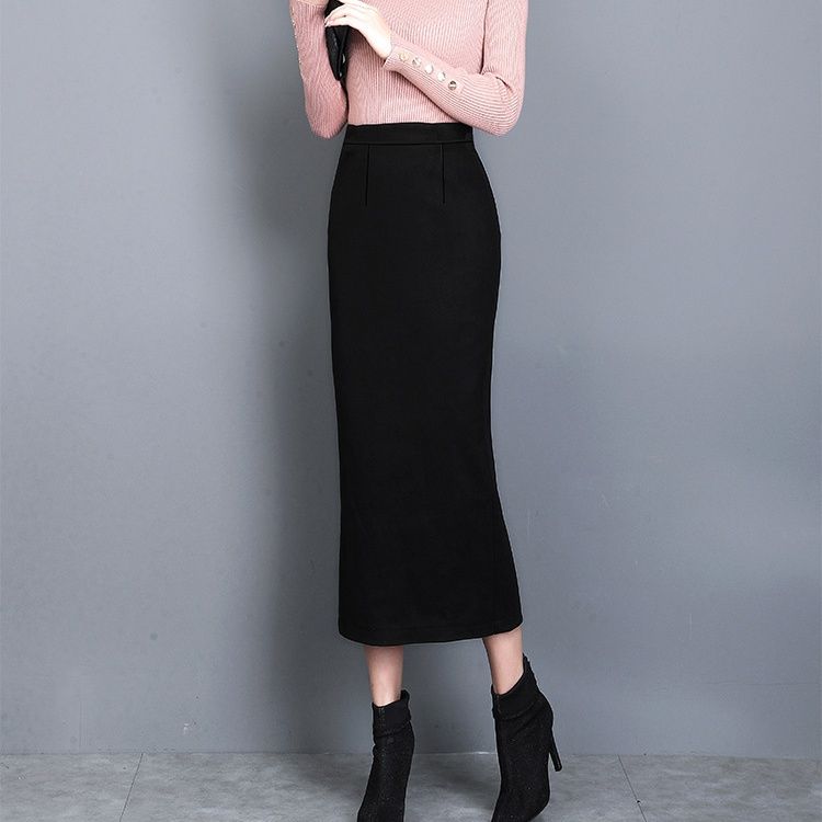 タイトスカート ハイウエスト切り替えサイドスリット入りタイトスカート