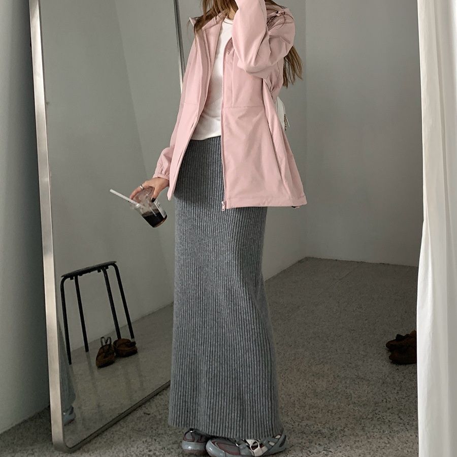 タイトスカート 縦リブニット美脚タイトスカート