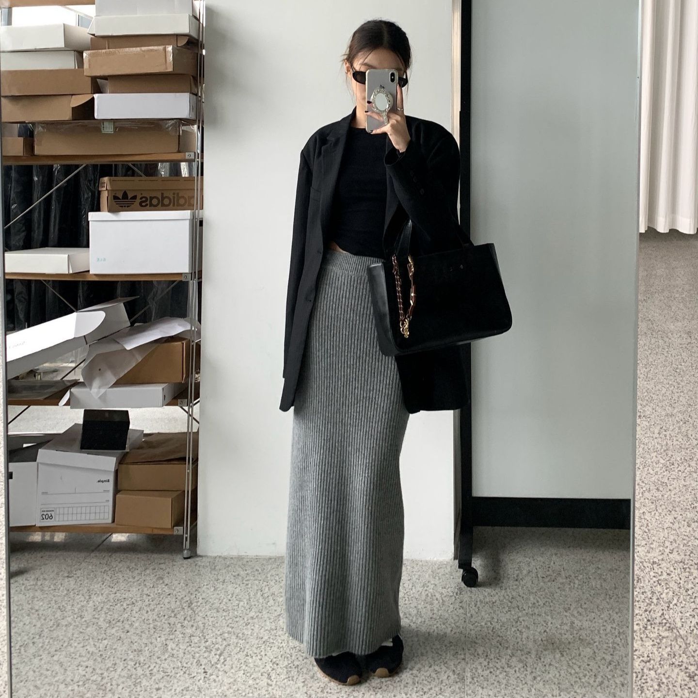 タイトスカート 縦リブニット美脚タイトスカート