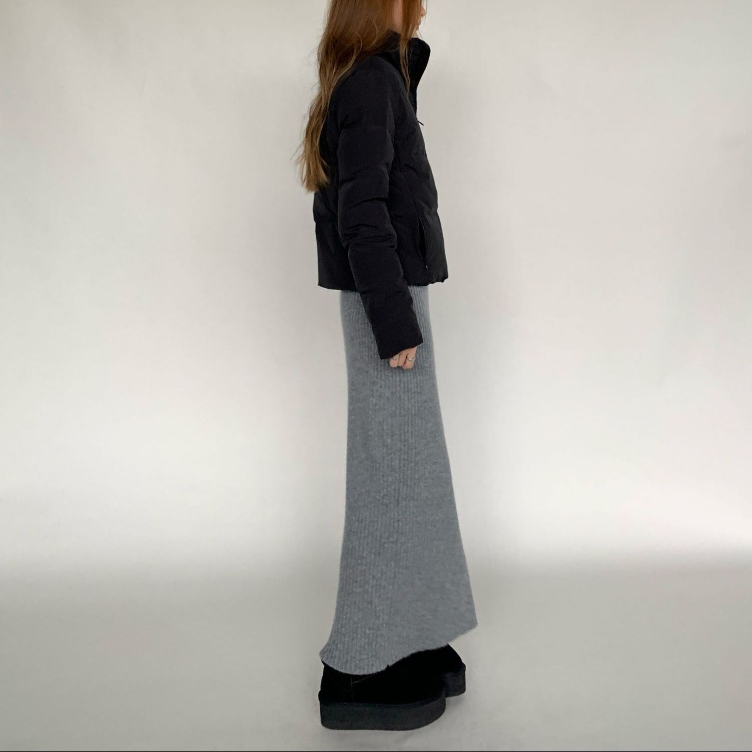 タイトスカート 縦リブニット美脚タイトスカート