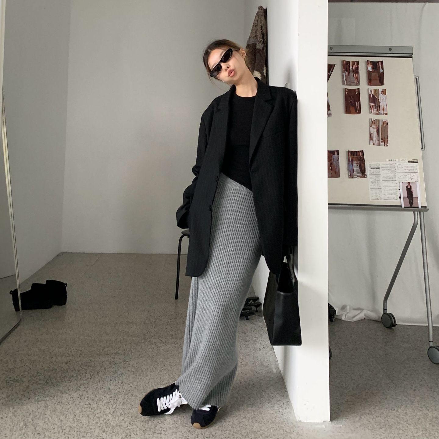 タイトスカート 縦リブニット美脚タイトスカート