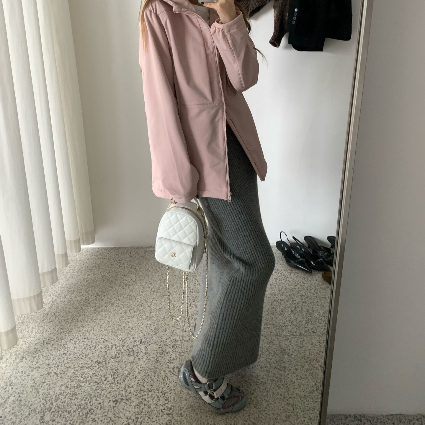 タイトスカート 縦リブニット美脚タイトスカート