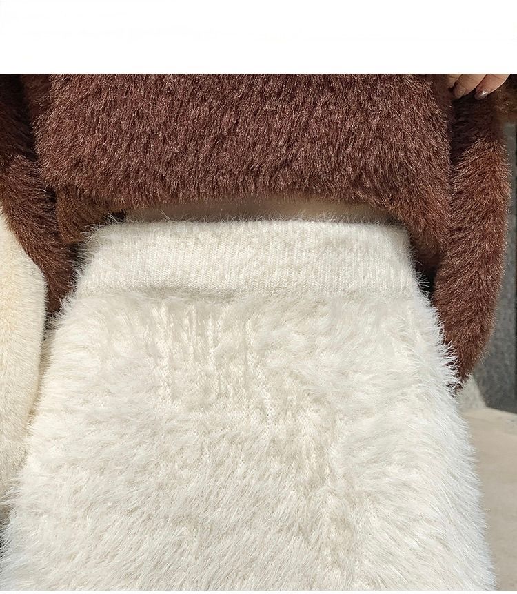 タイトスカート ふわふわモヘア風ウール素材ロング丈タイトスカート