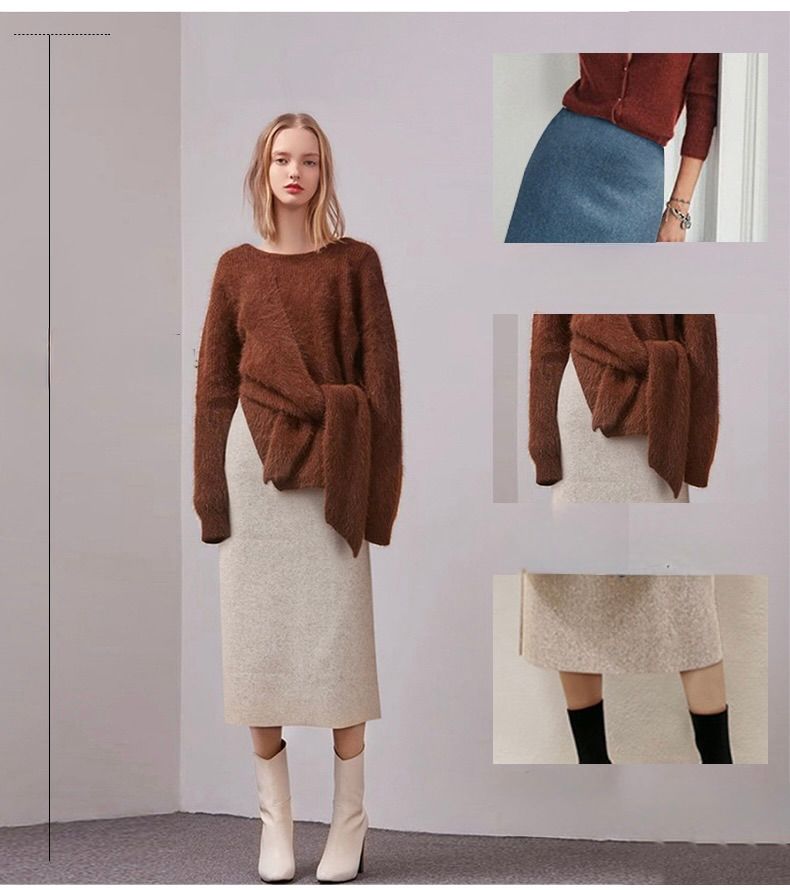 タイトスカート 上品な編み地風ハイウエストタイトスカート