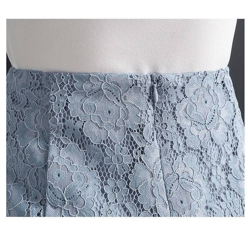 タイトスカート 総レース裾フレアマーメイドライン膝丈タイトスカート