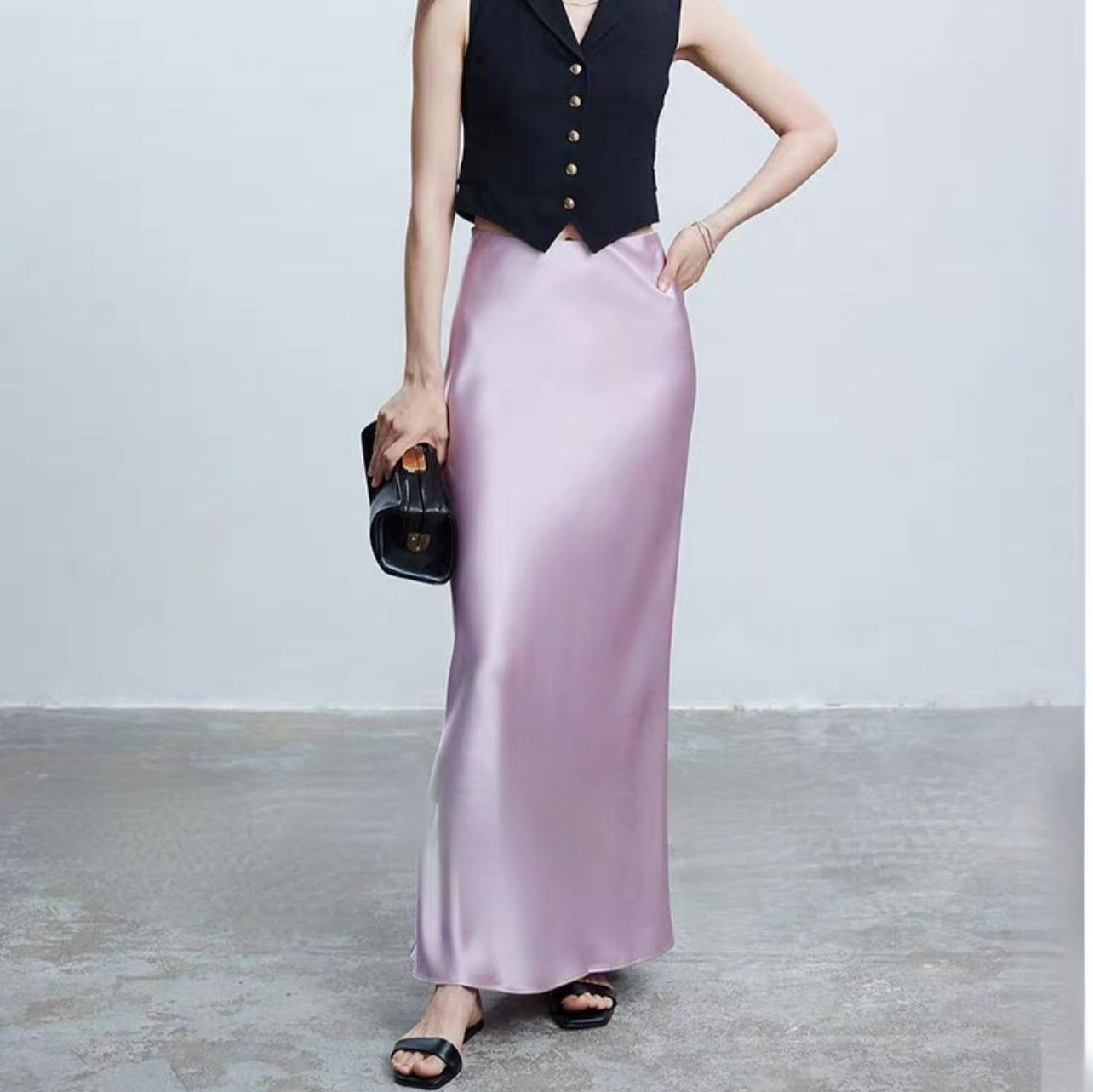 タイトスカート シルク風光沢仕上げタイトスカート