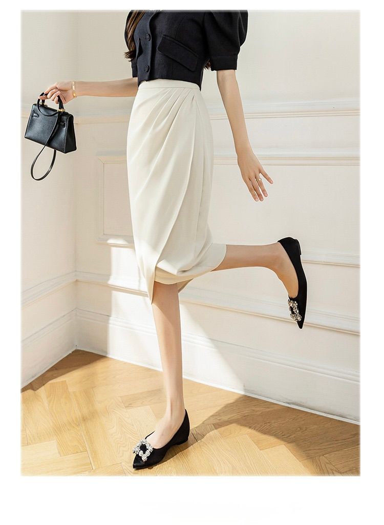 タイトスカート サイドドレープラップタイトスカート