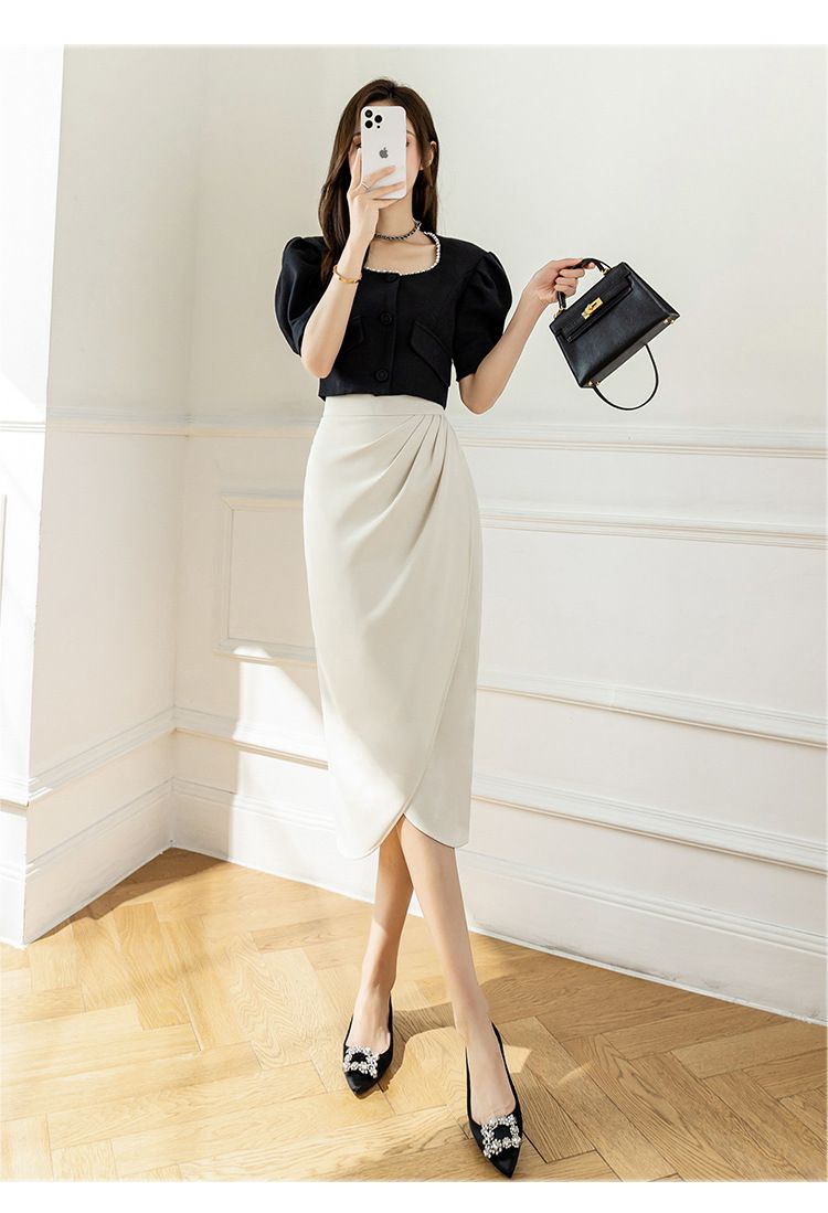 タイトスカート サイドドレープラップタイトスカート