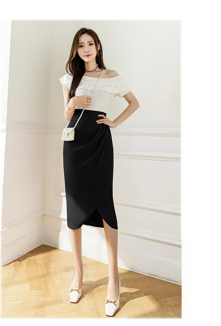 タイトスカート サイドドレープラップタイトスカート