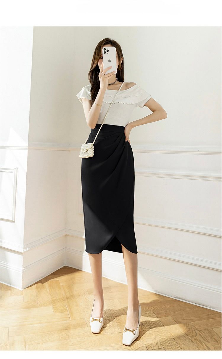 タイトスカート サイドドレープラップタイトスカート