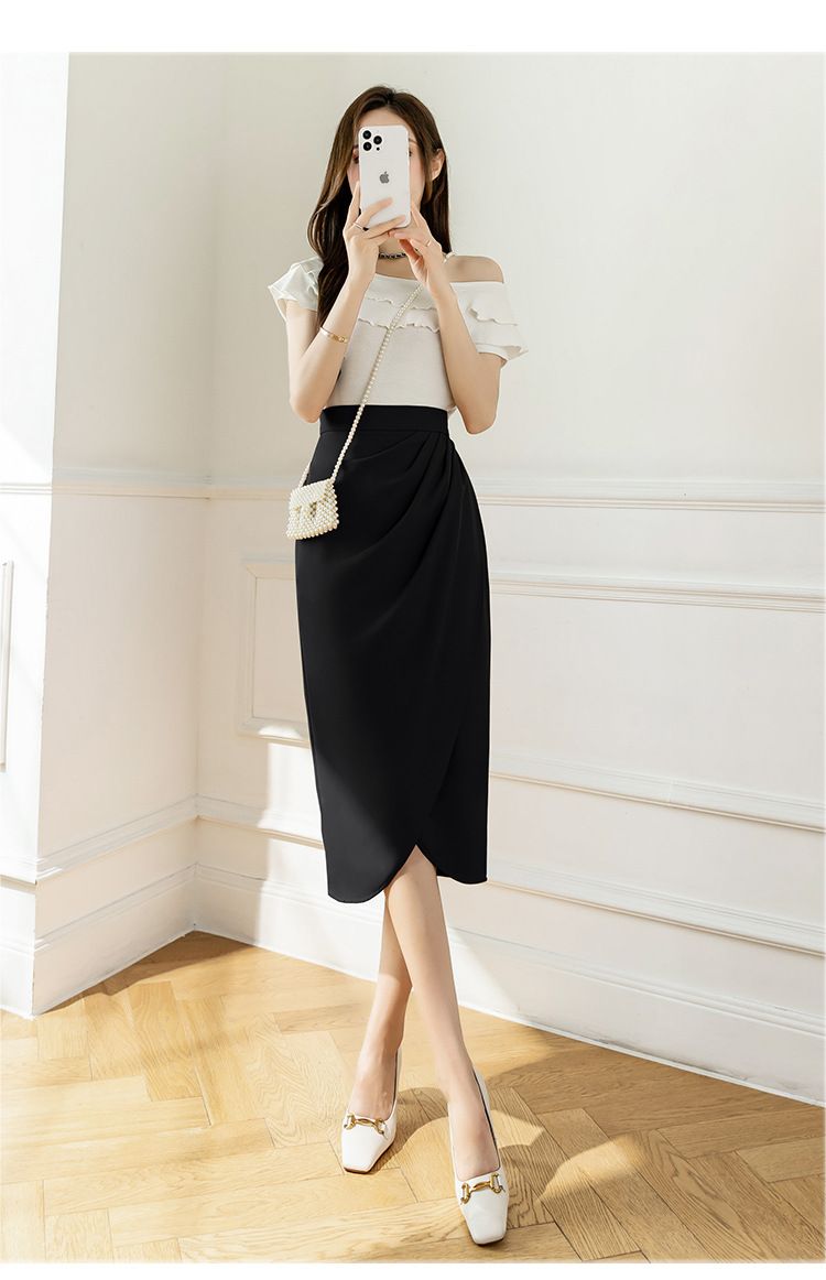 タイトスカート サイドドレープラップタイトスカート