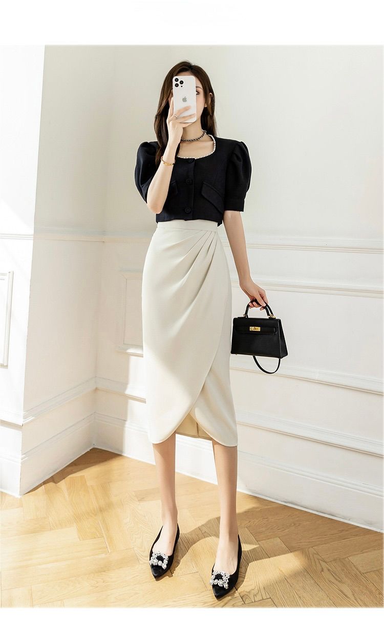 タイトスカート サイドドレープラップタイトスカート