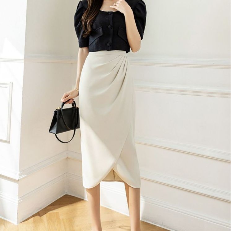 タイトスカート サイドドレープラップタイトスカート