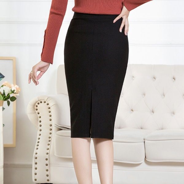 タイトスカート サイドスリット入りハイウエストペンシルスカート