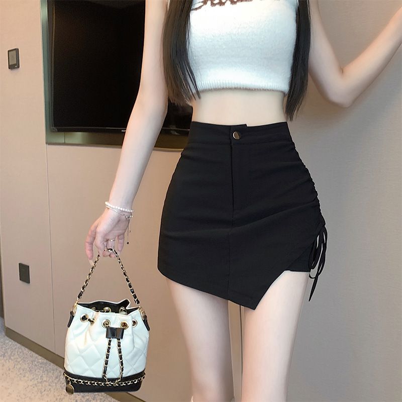 タイトスカート サイドレースアップ風デザインタイトミニスカート